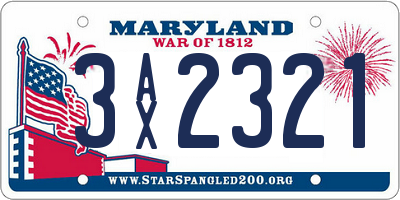 MD license plate 3AX2321