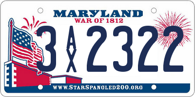 MD license plate 3AX2322