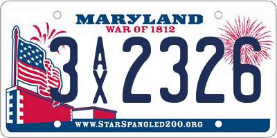 MD license plate 3AX2326