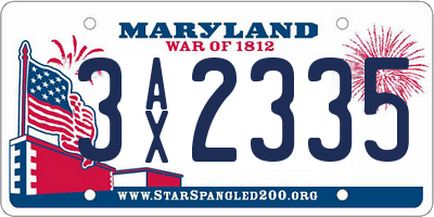 MD license plate 3AX2335