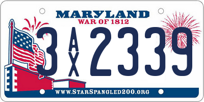 MD license plate 3AX2339