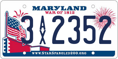 MD license plate 3AX2352