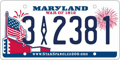 MD license plate 3AX2381