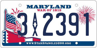MD license plate 3AX2391
