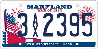 MD license plate 3AX2395