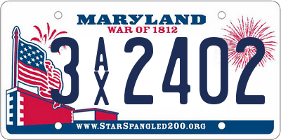 MD license plate 3AX2402