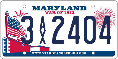MD license plate 3AX2404