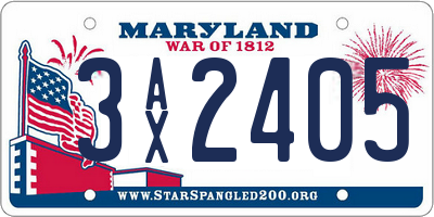MD license plate 3AX2405