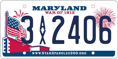 MD license plate 3AX2406