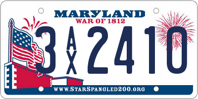 MD license plate 3AX2410