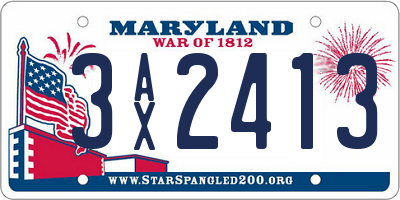MD license plate 3AX2413