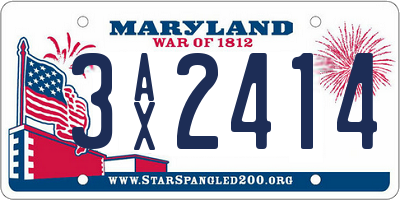 MD license plate 3AX2414