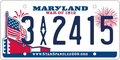 MD license plate 3AX2415