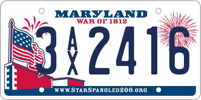 MD license plate 3AX2416