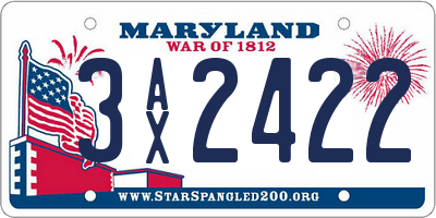 MD license plate 3AX2422
