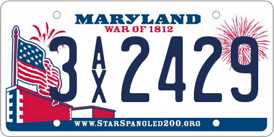 MD license plate 3AX2429