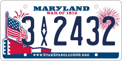 MD license plate 3AX2432