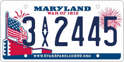 MD license plate 3AX2445