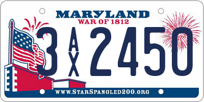 MD license plate 3AX2450