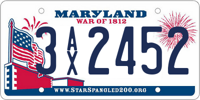 MD license plate 3AX2452