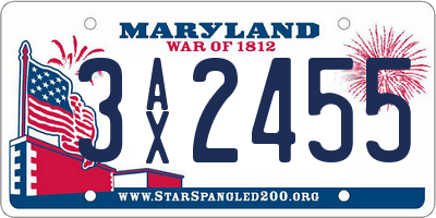 MD license plate 3AX2455