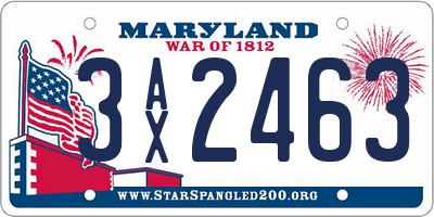 MD license plate 3AX2463