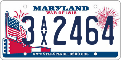 MD license plate 3AX2464