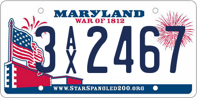 MD license plate 3AX2467