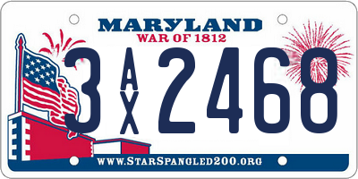 MD license plate 3AX2468