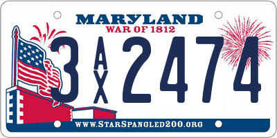 MD license plate 3AX2474