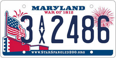 MD license plate 3AX2486
