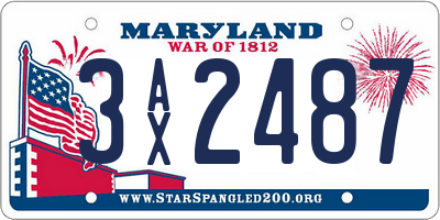 MD license plate 3AX2487