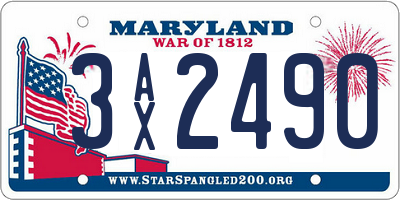 MD license plate 3AX2490