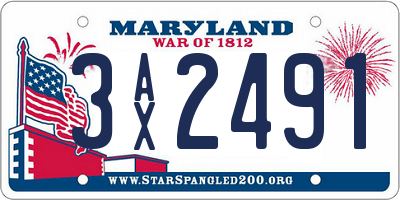 MD license plate 3AX2491
