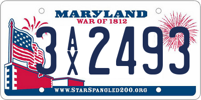 MD license plate 3AX2493