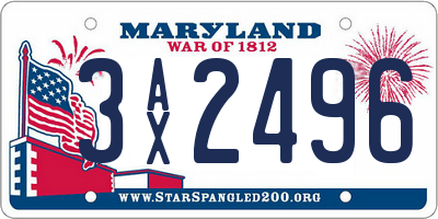 MD license plate 3AX2496