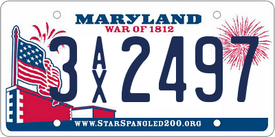 MD license plate 3AX2497