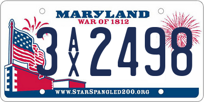 MD license plate 3AX2498