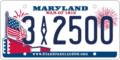 MD license plate 3AX2500