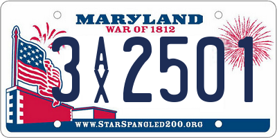 MD license plate 3AX2501