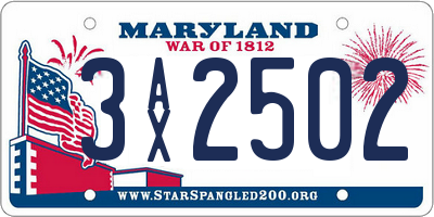 MD license plate 3AX2502