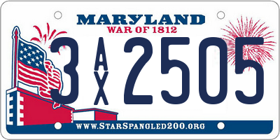 MD license plate 3AX2505