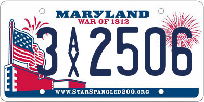 MD license plate 3AX2506