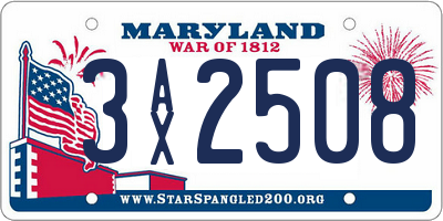 MD license plate 3AX2508