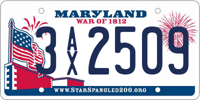 MD license plate 3AX2509