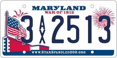 MD license plate 3AX2513