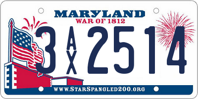 MD license plate 3AX2514