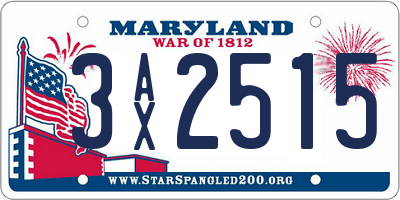 MD license plate 3AX2515