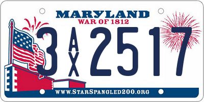 MD license plate 3AX2517