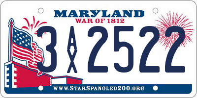 MD license plate 3AX2522